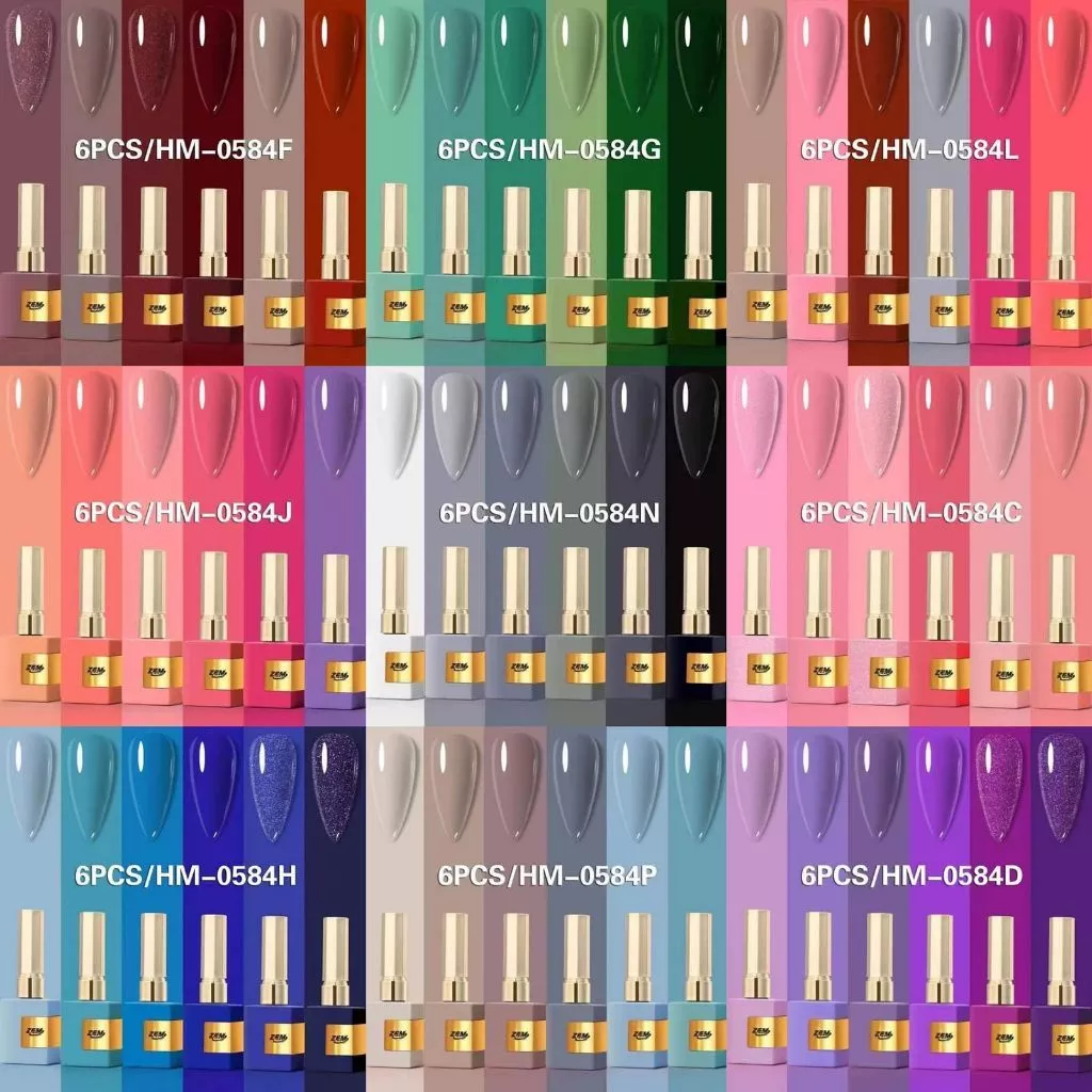 KIT 6 Esmalte Gel COM ANVISA FREE TPO/DMPT Led Uv Zem Nail Gel Soak Off Color Coat 15 ml Uv/Led Novas Cores