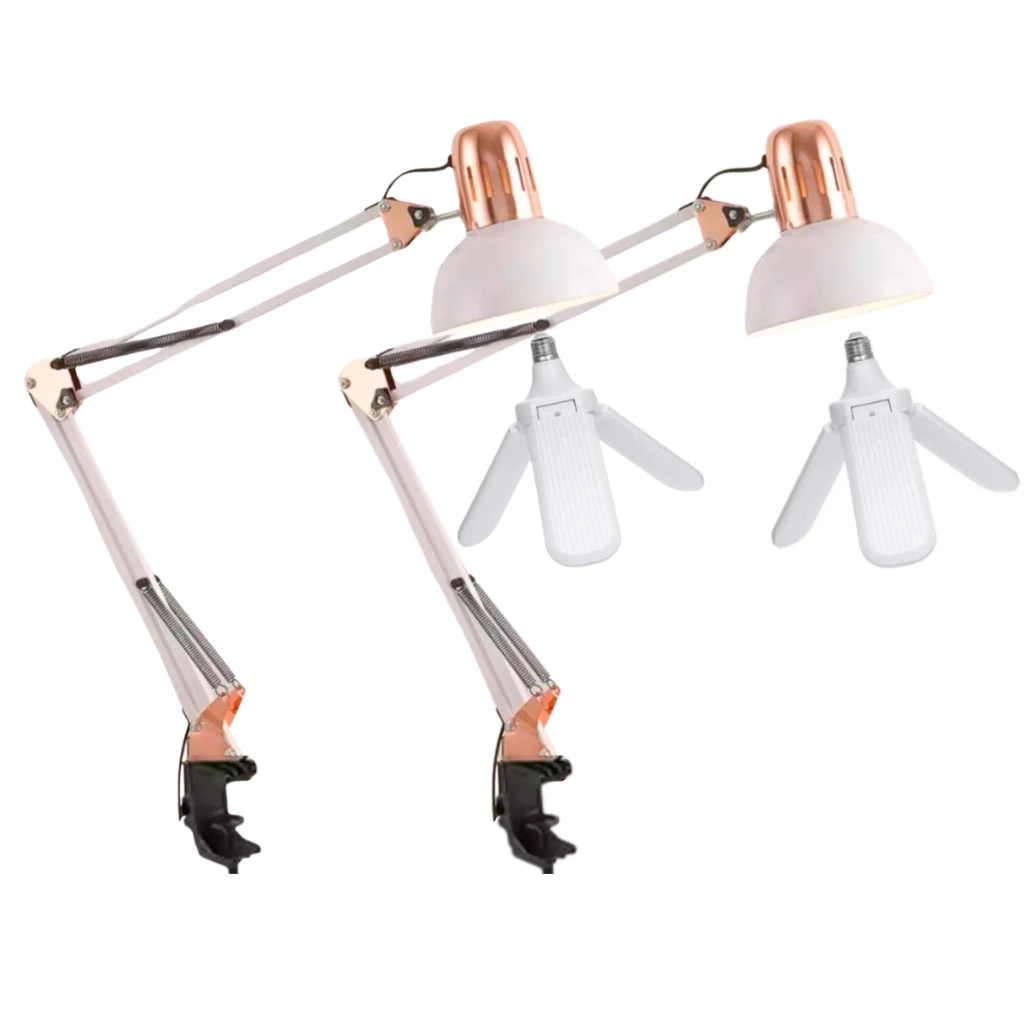 KIT Luminárias Pixar Cromada Artigulada + Lampadas Pétala 45w Super Branca Manicure