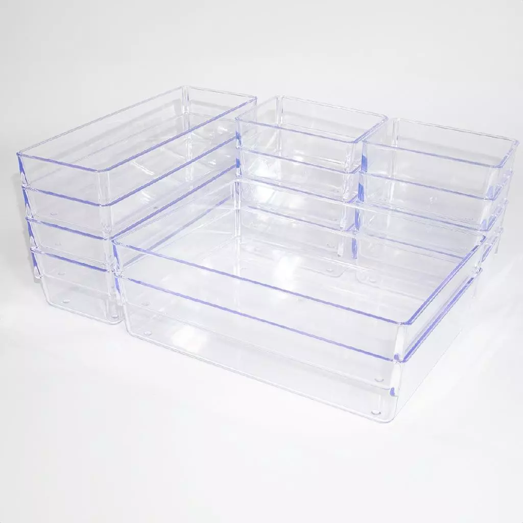 Kit 7 Organizador Multiuso Modular Acrílico Cristal Maquiagem Gavetas